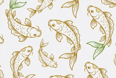 Gold Koi Fish Pattern Illustration