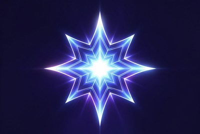 Glowing Blue Star on Dark Background