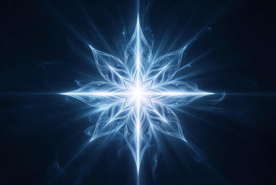 Glowing Blue Snowflake Star