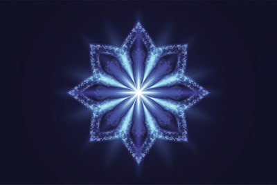 Glowing Blue Snowflake Fractal