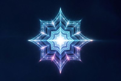 Glowing Blue Snowflake on Dark Background