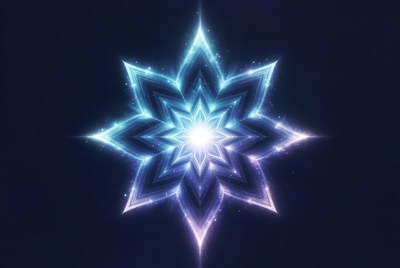 Glowing Blue Snowflake Star