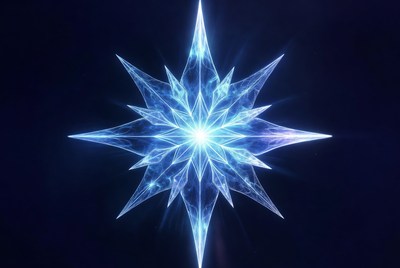 Glowing Blue Snowflake Star