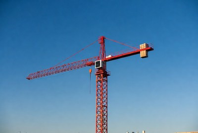 Red Tower Crane Blue Sky