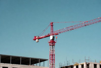 Red Tower Crane Construction Site