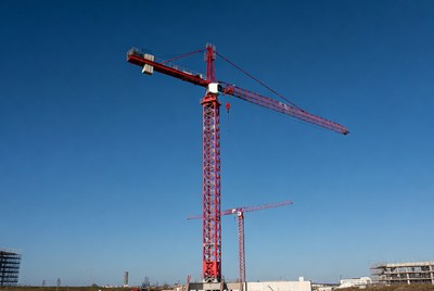 Red Tower Crane Construction Site