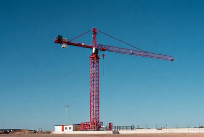 Red Tower Crane Construction Site
