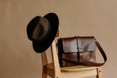 Brown Fedora Hat and Leather Messenger Bag