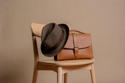 Fedora Hat and Leather Bag on Chair