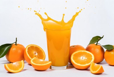 Orange Juice Splash with Fresh Oranges