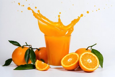 Orange Juice Splash with Fresh Oranges