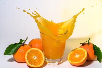 Orange Juice Splashing from Glass