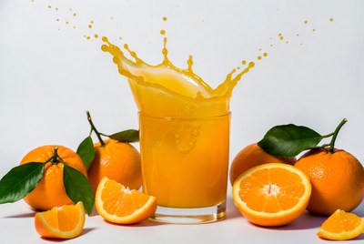 Orange Juice Splashing in Glass