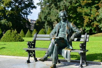 Bronze Statue Man Reading on Bench
