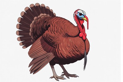 Cartoon turkey on white background