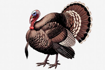 Turkey standing isolated background