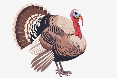 Cartoon turkey standing isolated