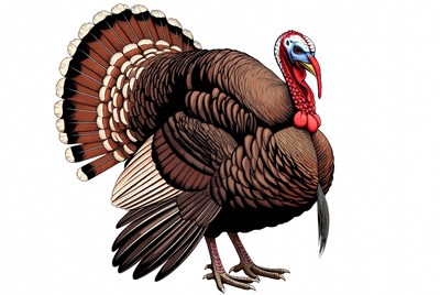 Turkey standing isolated background