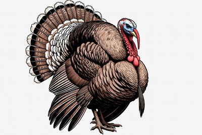 Turkey with spread tail feathers