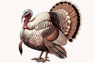 Turkey with spread tail feathers