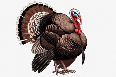 Turkey with spread tail feathers