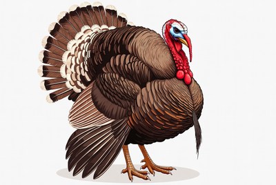 Turkey with spread tail feathers