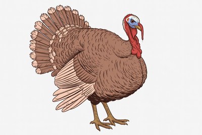 Cartoon turkey standing isolated