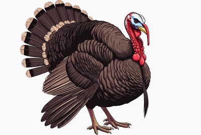 Turkey standing on white background