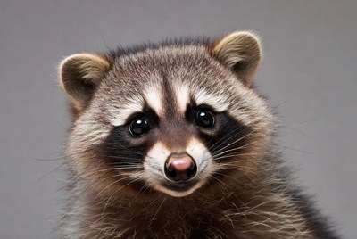 Cute raccoon close-up portrait
