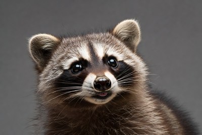 Cute raccoon close-up portrait