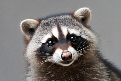 Cute raccoon close-up portrait