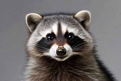 Close-up raccoon with masked face