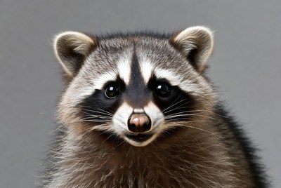 Close-up of cute raccoon face