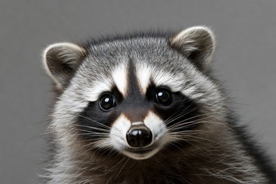 Close-up of cute raccoon face