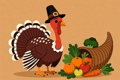 Thanksgiving Turkey with Cornucopia
