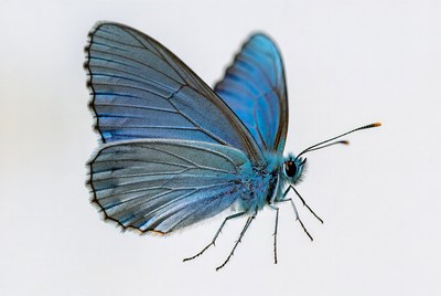 Blue butterfly on white background