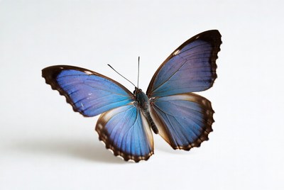 Blue Morpho Butterfly on White Background