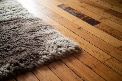 Shaggy Rug on Wooden Floor