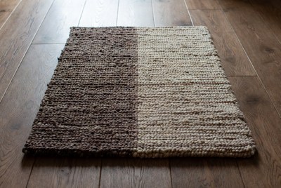 Brown and White Woven Rug