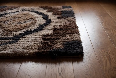 Brown Wool Rug on Wooden Floor