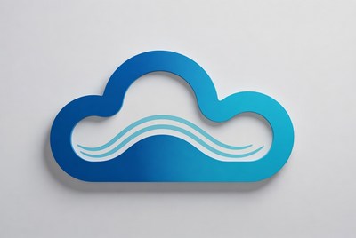 Blue Cloud with Water Waves Logo