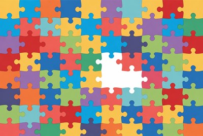 Colorful puzzle with missing piece