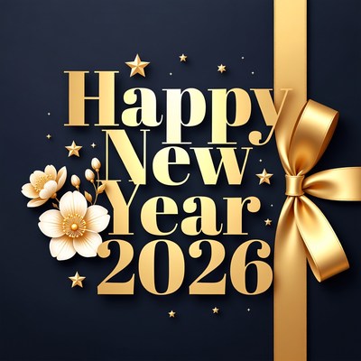 Happy New Year 2026 Gold Banner