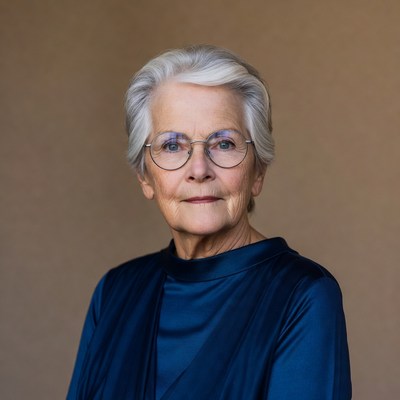 Elderly woman with glasses