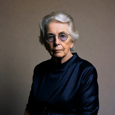 Elderly woman with glasses