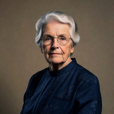Elderly woman with glasses