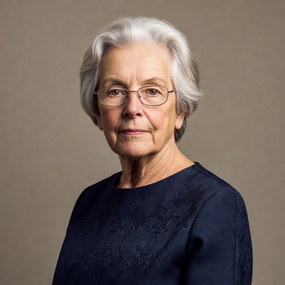 Elderly woman wearing glasses