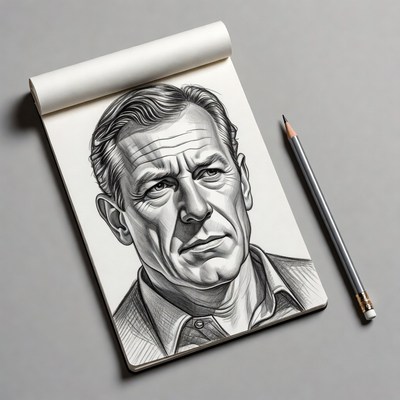 Pencil sketch portrait of mature man