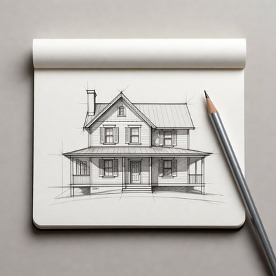 Pencil Sketch House Blueprint