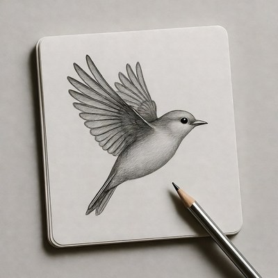 Pencil sketch of flying bird